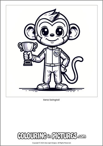 Free printable monkey colouring in picture of Xena Swingtail