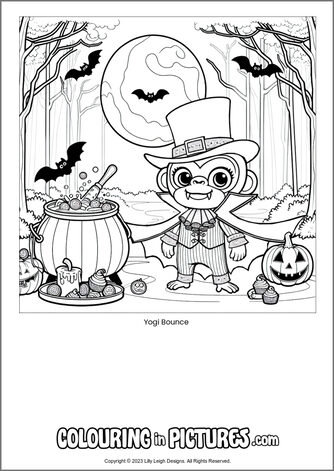 Free printable monkey colouring in picture of Yogi Bounce