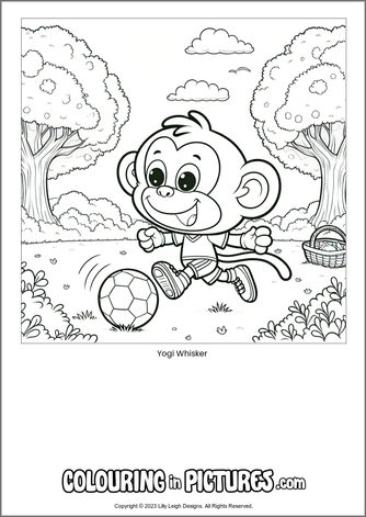 Free printable monkey colouring in picture of Yogi Whisker