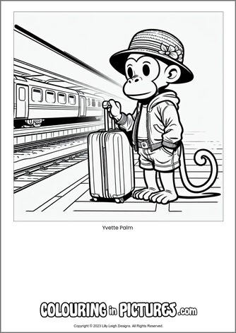 Free printable monkey colouring in picture of Yvette Palm
