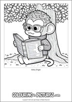 Free printable monkey colouring page. Colour in Abby Zinger.