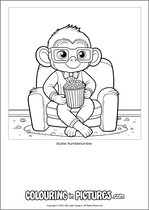 Free printable monkey colouring page. Colour in Buster Rumbletumble.
