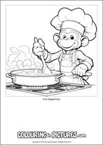 Free printable monkey colouring page. Colour in Gus Giggletwig.