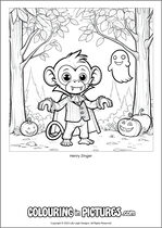 Free printable monkey colouring page. Colour in Henry Zinger.
