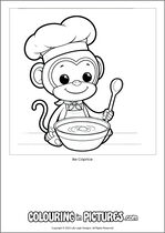 Free printable monkey colouring page. Colour in Ike Caprice.