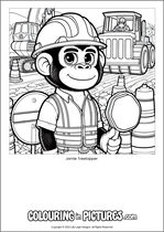 Free printable monkey colouring page. Colour in Jamie Treetopper.