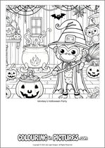 Free printable monkey colouring page. Colour in Monkey's Halloween Party.