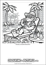 Free printable monkey colouring page. Colour in Monkey's Poolside Relaxation.