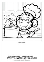 Free printable monkey colouring page. Colour in Poppy Shuffler.