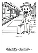 Free printable monkey colouring page. Colour in Reggie Snickers.
