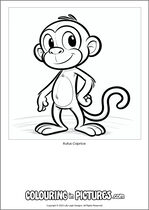Free printable monkey colouring page. Colour in Rufus Caprice.