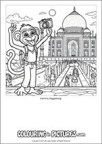 Free printable monkey colouring page. Colour in Sammy Giggletwig.