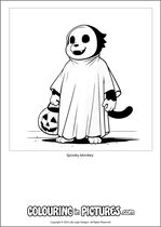 Free printable monkey colouring page. Colour in Spooky Monkey.