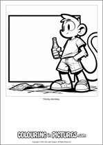 Free printable monkey colouring page. Colour in Thirsty Monkey.
