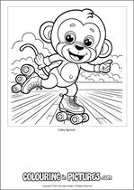 Free printable monkey colouring page. Colour in Toby Sprout.