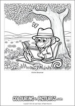 Free printable monkey colouring page. Colour in Victor Bouncer.