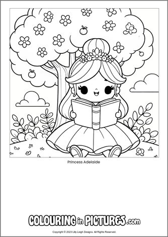 Free printable princess colouring in picture of Princess Adelaide