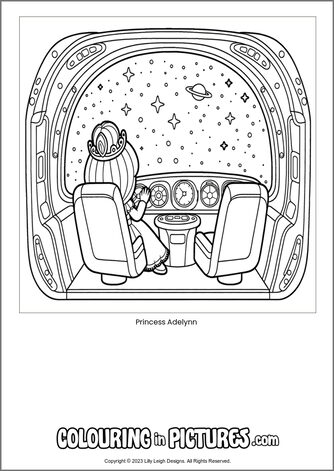 Free printable princess colouring in picture of Princess Adelynn