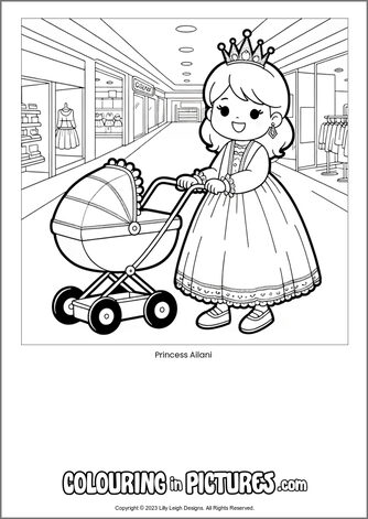 Free printable princess colouring in picture of Princess Ailani