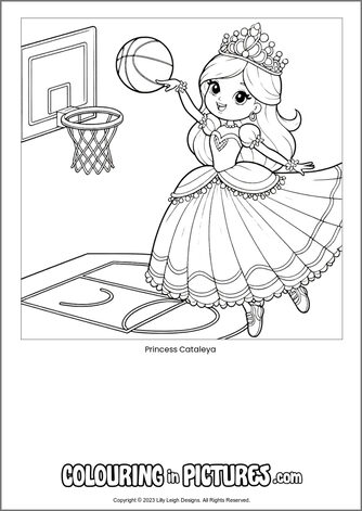 Free printable princess colouring in picture of Princess Cataleya
