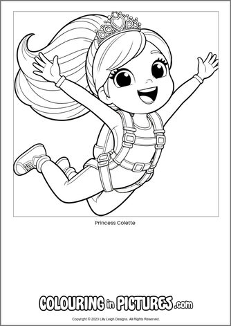 Free printable princess colouring in picture of Princess Colette