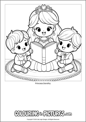 Free printable princess colouring in picture of Princess Dorothy