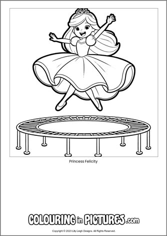 Free printable princess colouring in picture of Princess Felicity