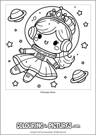 Free printable princess colouring in picture of Princess Fiona