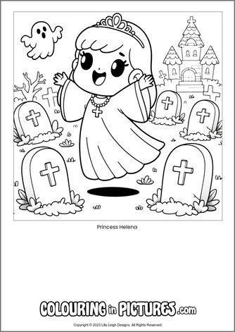 Free printable princess colouring in picture of Princess Helena