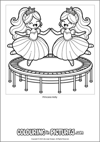 Free printable princess colouring in picture of Princess Holly