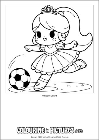 Free printable princess colouring in picture of Princess Jayla
