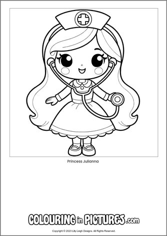 Free printable princess colouring in picture of Princess Julianna
