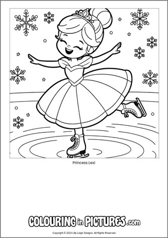 Free printable princess colouring in picture of Princess Lexi