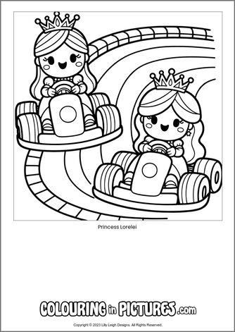 Free printable princess colouring in picture of Princess Lorelei