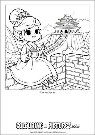 Free printable princess colouring in picture of Princess Mabel