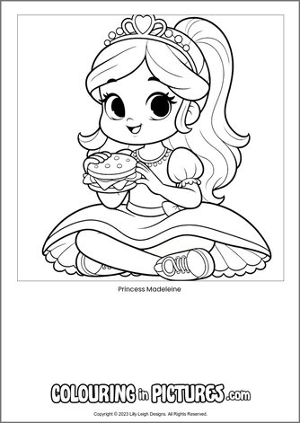 Free printable princess colouring in picture of Princess Madeleine