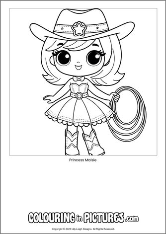 Free printable princess colouring in picture of Princess Maisie