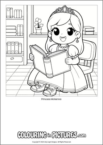 Free printable princess colouring in picture of Princess Mckenna