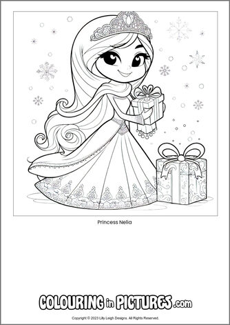 Free printable princess colouring in picture of Princess Nelia