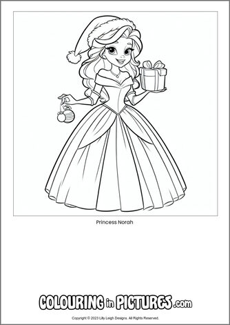 Free printable princess colouring in picture of Princess Norah