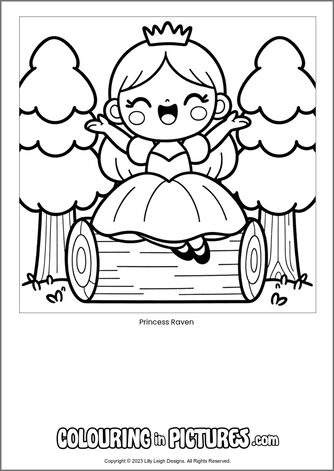 Free printable princess colouring in picture of Princess Raven
