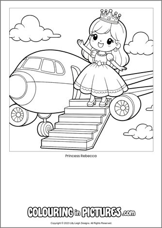Free printable princess colouring in picture of Princess Rebecca