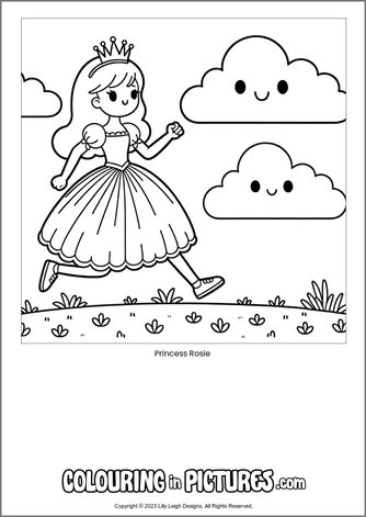 Free printable princess colouring in picture of Princess Rosie