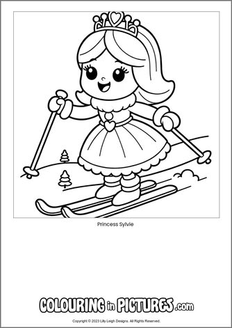 Free printable princess colouring in picture of Princess Sylvie