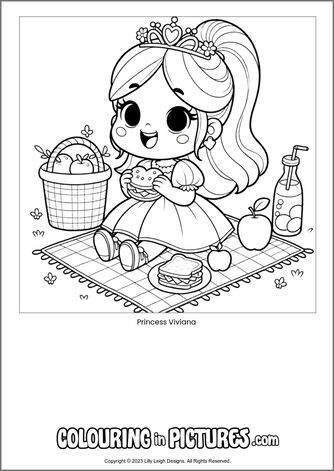 Free printable princess colouring in picture of Princess Viviana