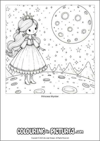 Free printable princess colouring in picture of Princess Wynter