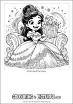 Free printable princess colouring page. Colour in Christmas at the Palace.