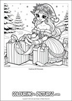 Free printable princess colouring page. Colour in Festive Elf Princess.