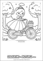 Free printable princess colouring page. Colour in Princess Aisha.