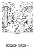 Free printable princess colouring page. Colour in Princess Anaya.